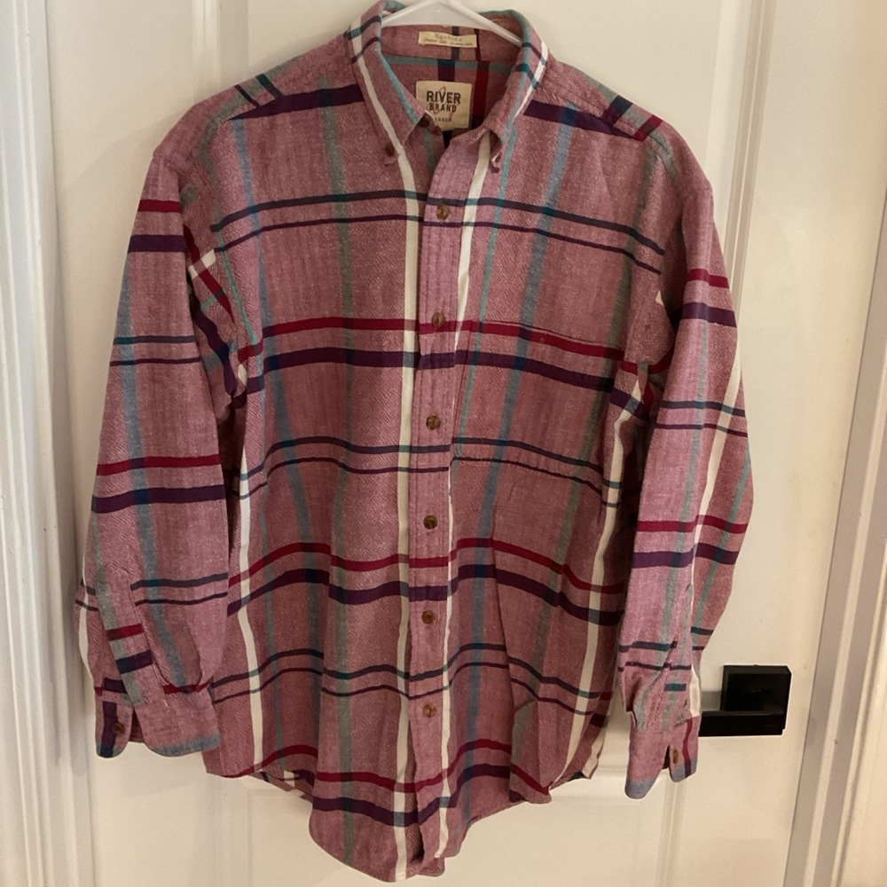 Arrow River Brand - Button Down Long Sleeve Plaid Shirt - Red - Men’s Sz Medium